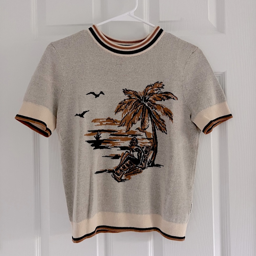 Zimmermann, Tropicana Knit Tee in Size 1 - Color Cream